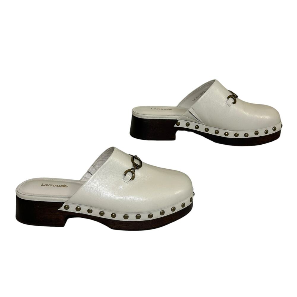 Larroudé Women's 'Zuzi Bit Mule' Leather Clog Slip-On Retro Ivory White Size 7.5 - Picture 5 of 15